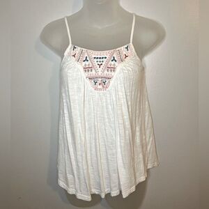 Red Camel Off-White Embroidered Tank Top Size XS